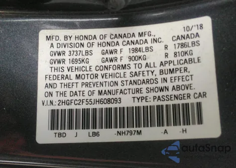 2018 Honda Civic Lx from USA, damaged, VIN 2HGFC2F55JH608093